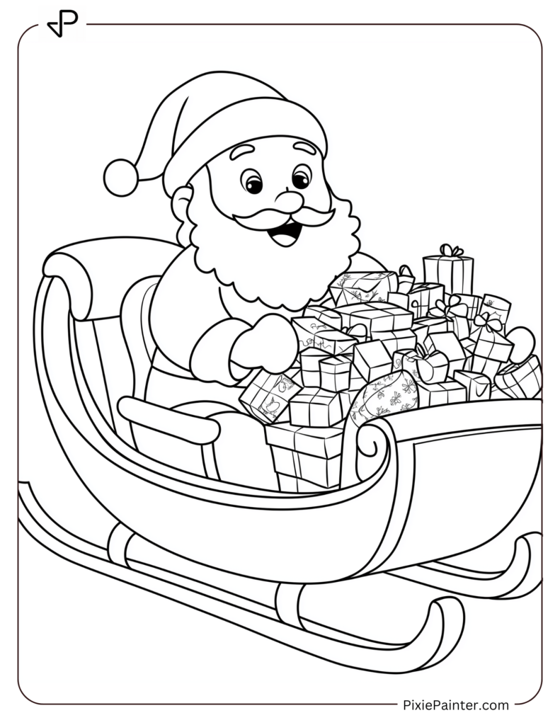 Santa Claus Coloring Pages-Santa Riding A Sleigh Full Of Toys