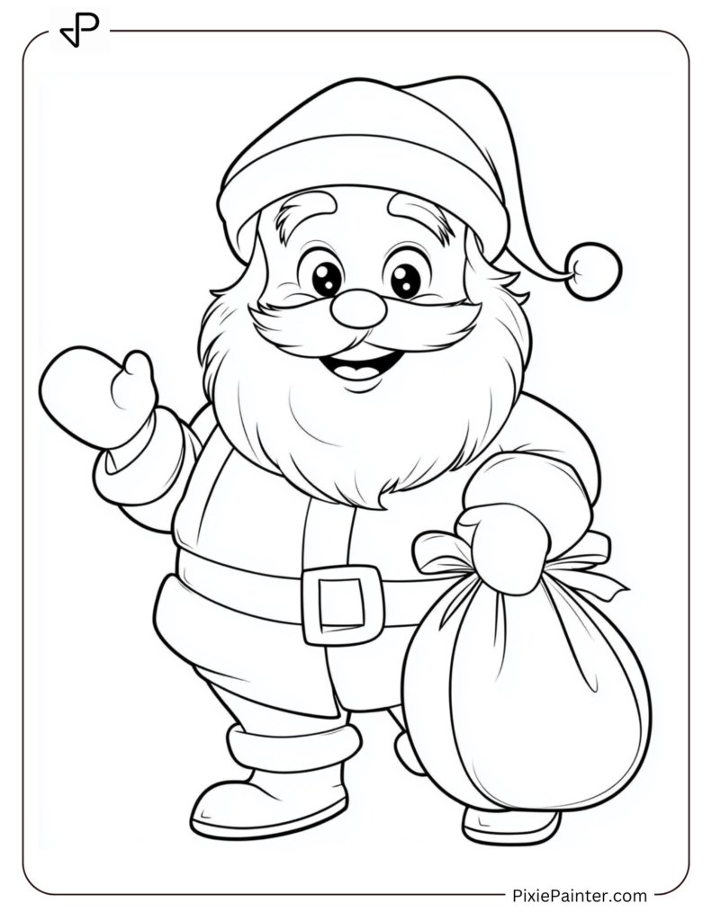 Santa Claus Coloring Pages-Santa Smiling With Christmas Bag