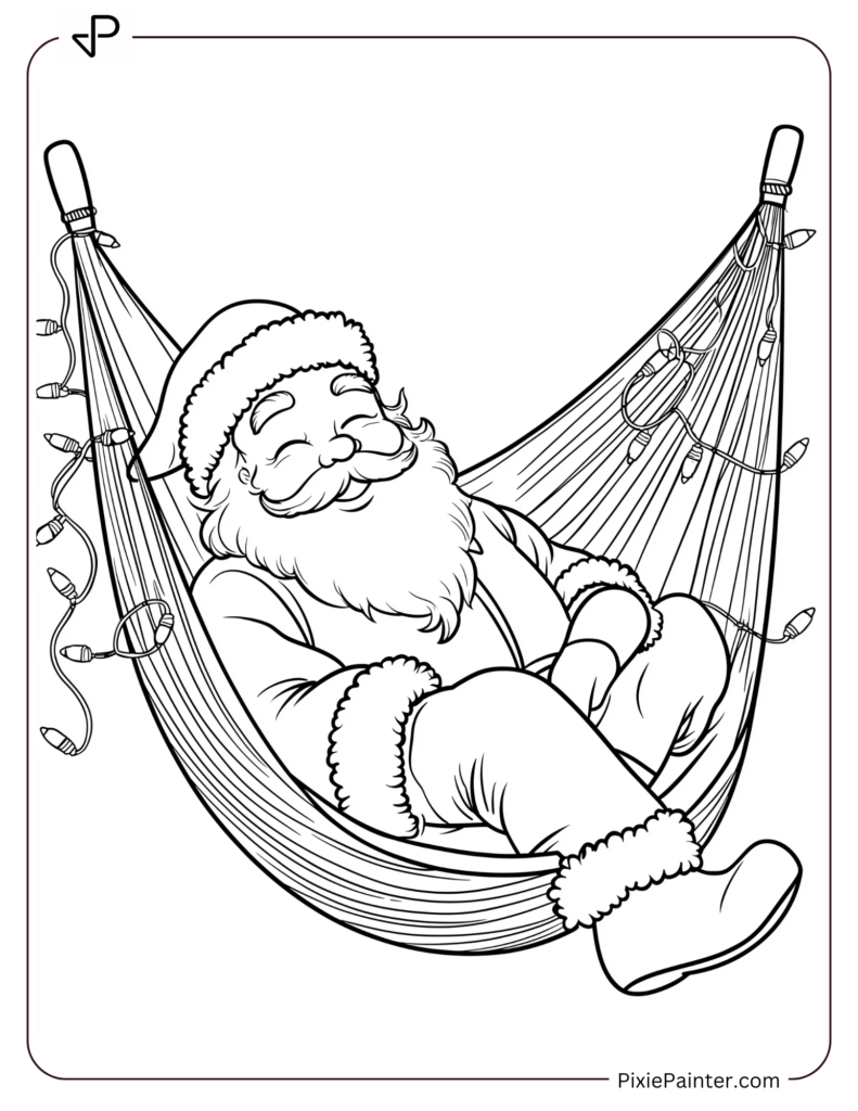 Santa Claus Coloring Pages-Santa Snoozing In A Hammock