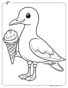 Seagull Enjoying an Ice Cream Cone