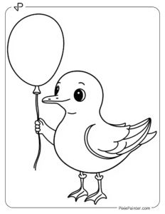 Seagull Holding a Balloon