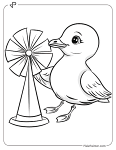 Seagull Playing With a Toy Windmill