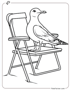 Seagull Sitting in a Lifeguard Chair