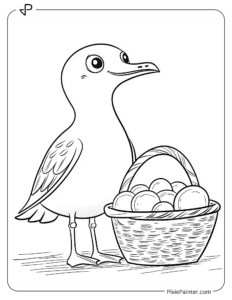 Seagull With a Basket of Fruits