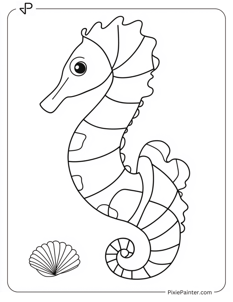 Simple Seahorse with Shell