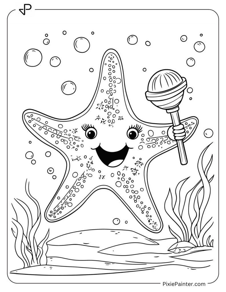 Starfish holding a lollypop