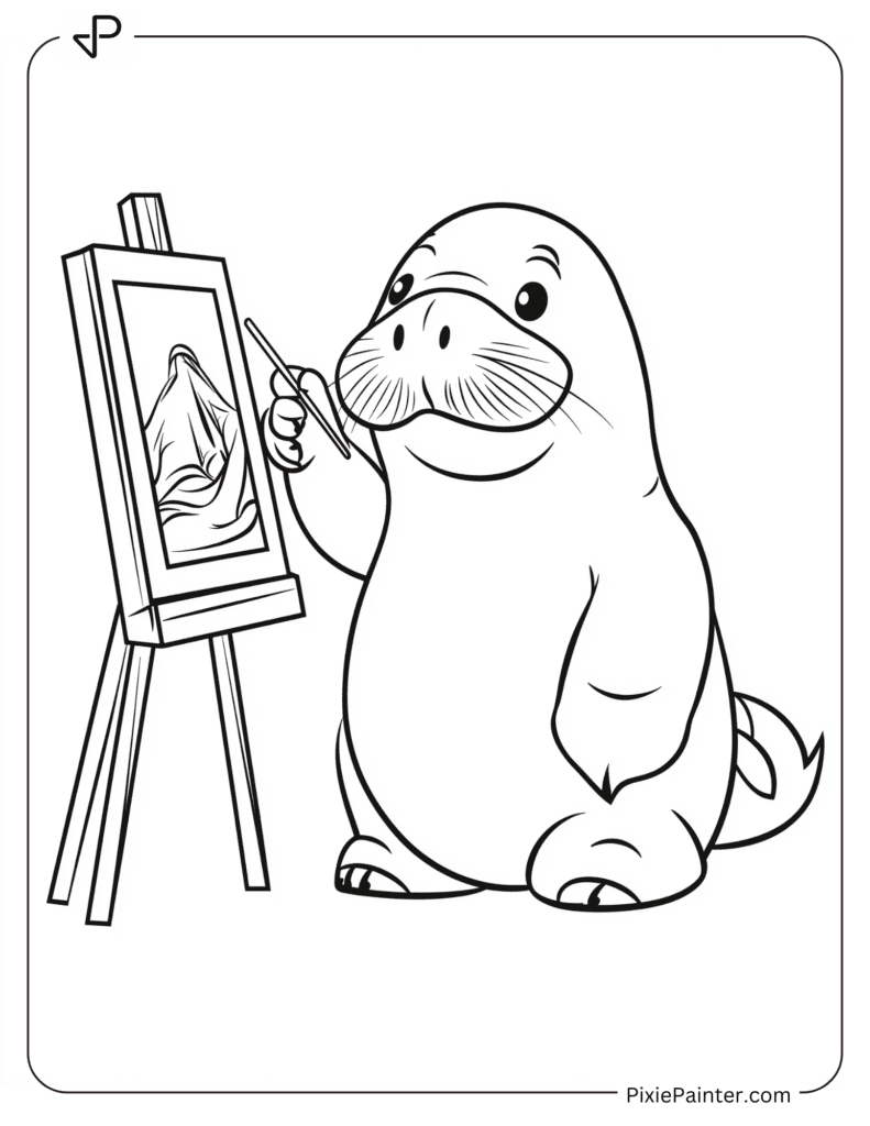 Walrus Painting a Picture on an Easel