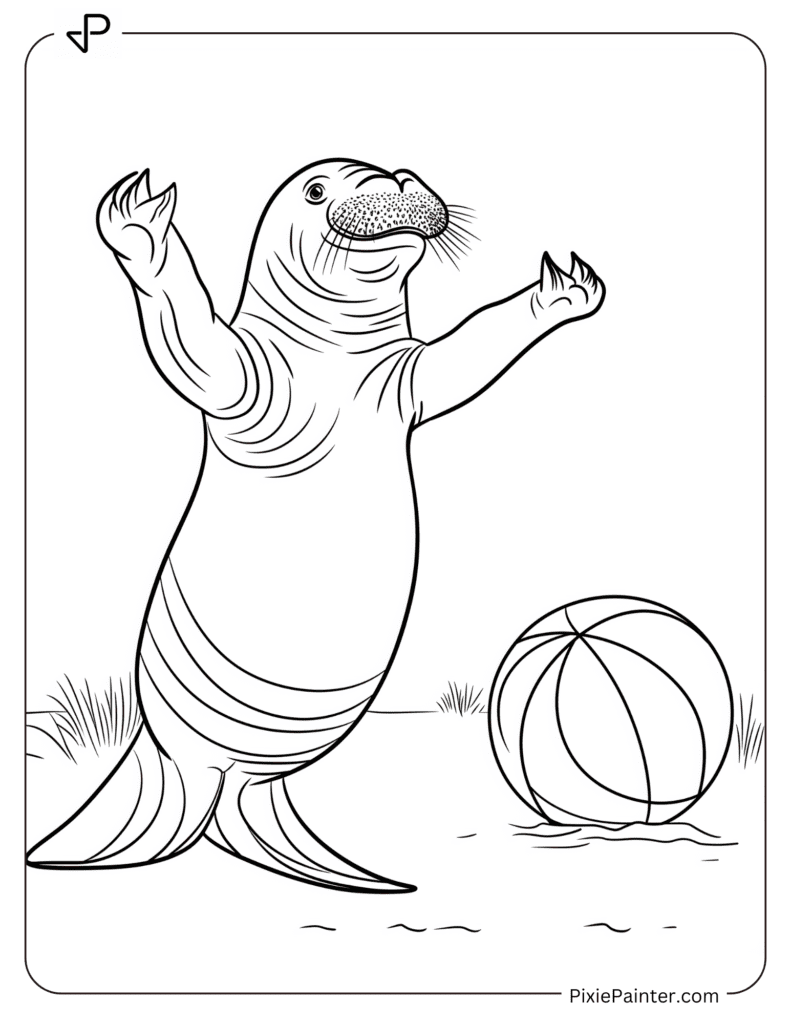 Walrus Playing With a Beach Ball