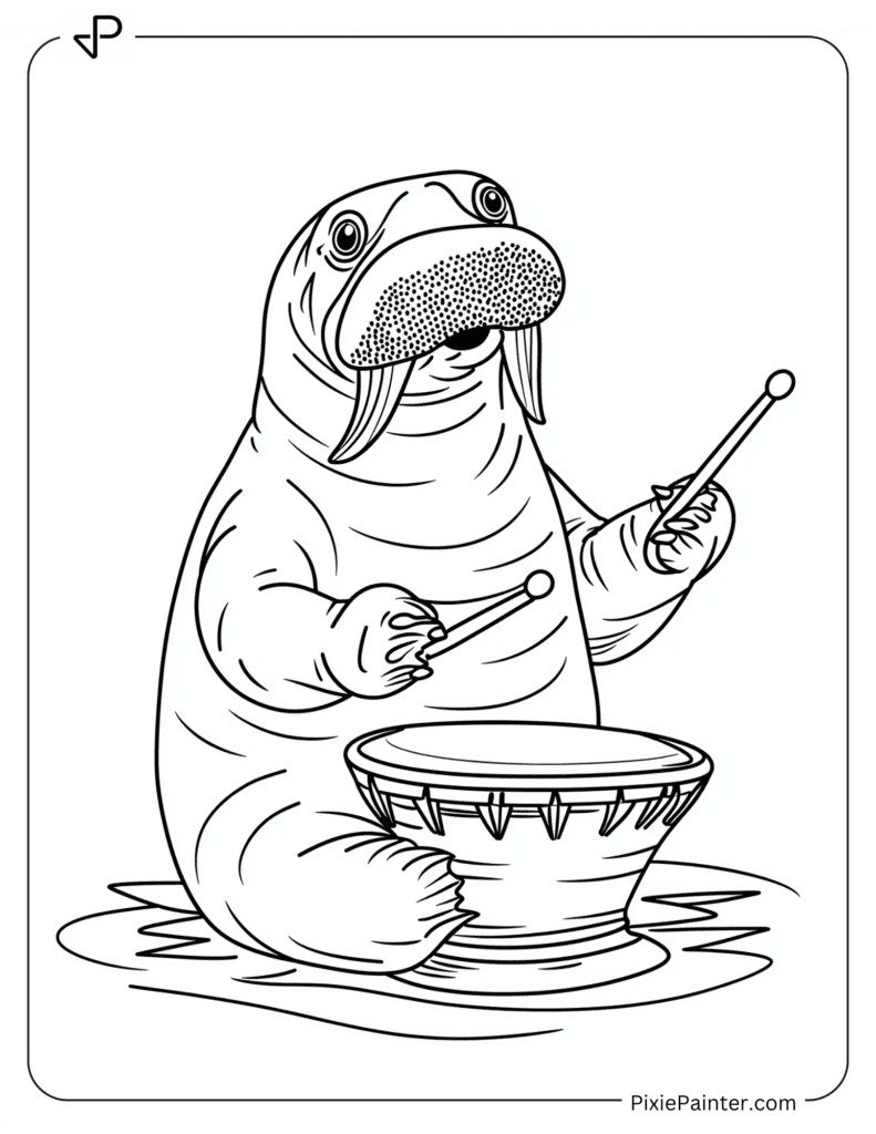 Walrus Playing a Drum