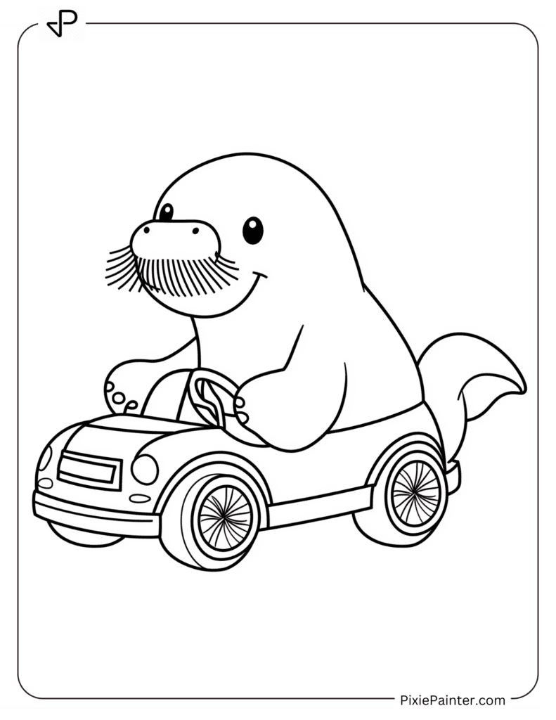 Walrus Riding on a Toy Car