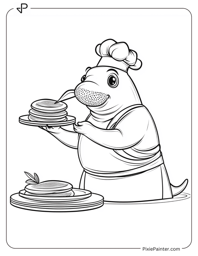 Walrus as a Chef, Flipping Pancakes