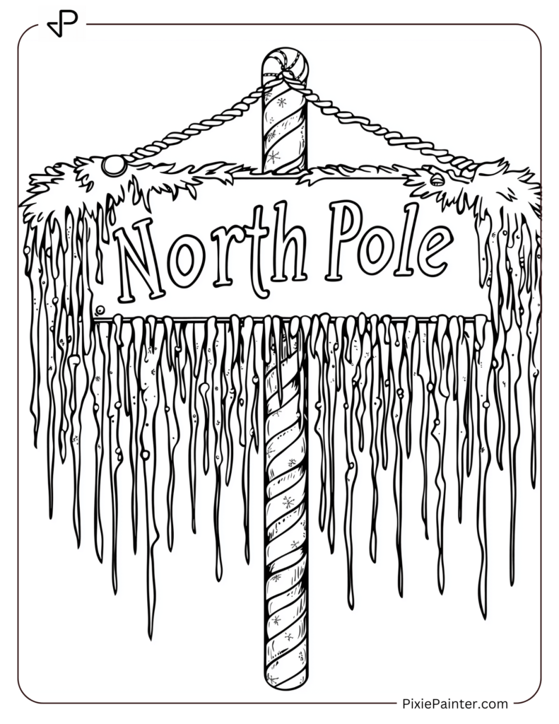 North Pole Sign with Icicles