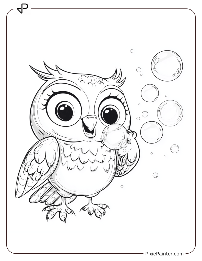 Owl Blowing Soap Bubbles