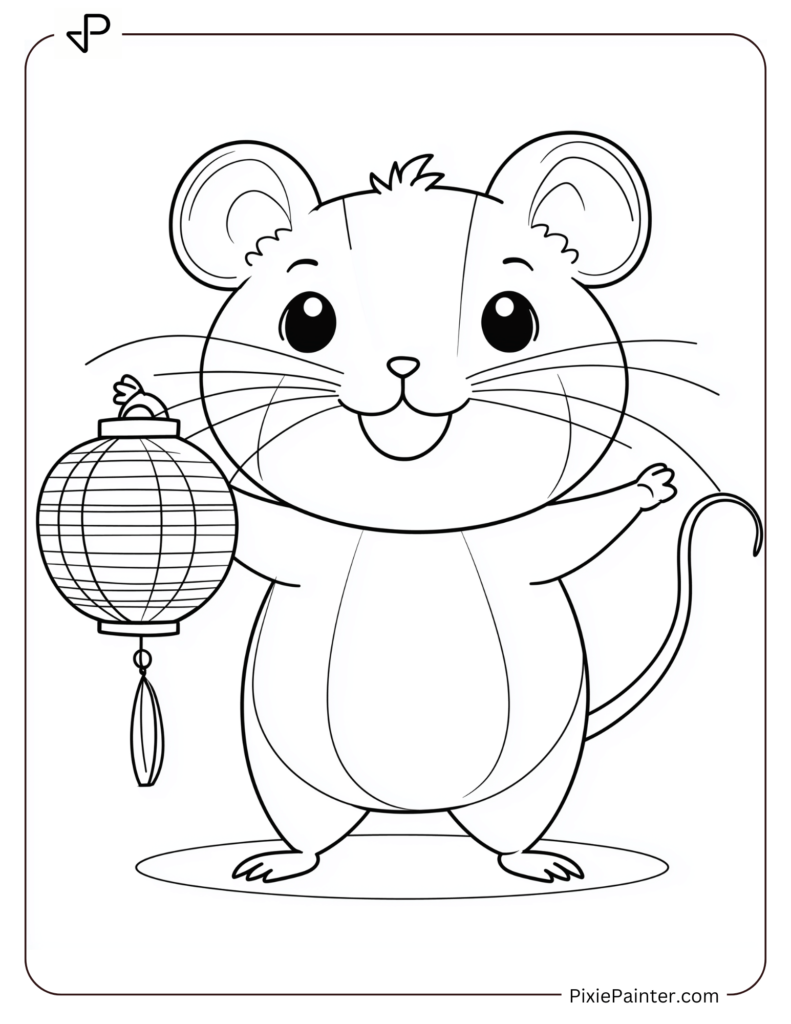 1. Joyful Rat Celebrating Lunar New Year-Chinese new year coloring pages