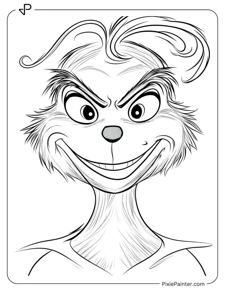 1. Simple Realistic Happy Grinch Coloring Pages