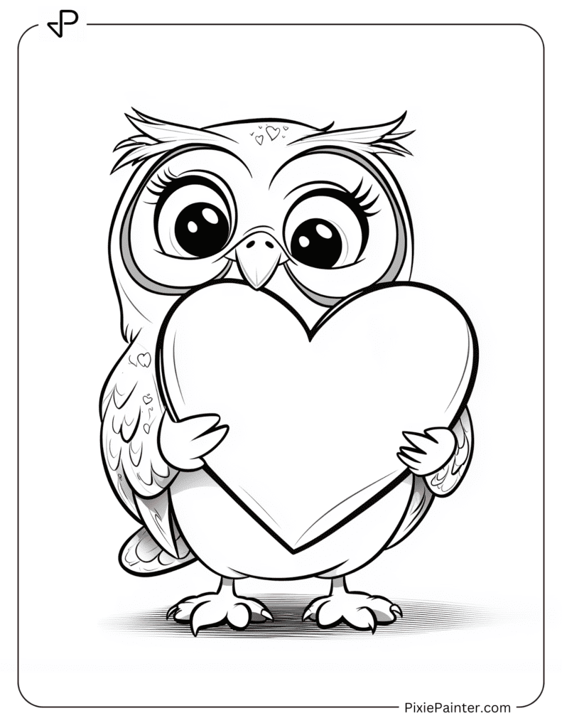 Owl Holding A Valentines Heart