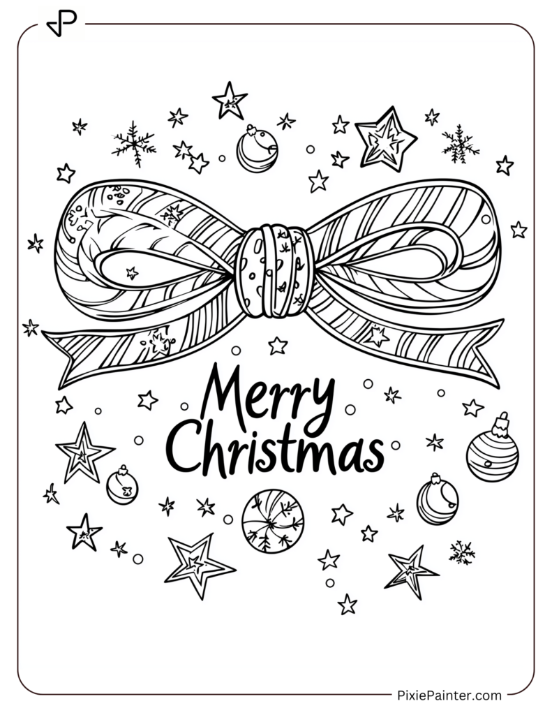 10. Two Candy Canes Crossed With A Ribbon Christmas Coloring Pages