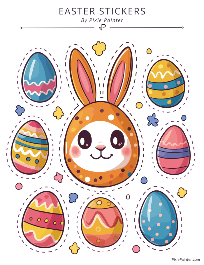 Bunny shaped easter egg sticker