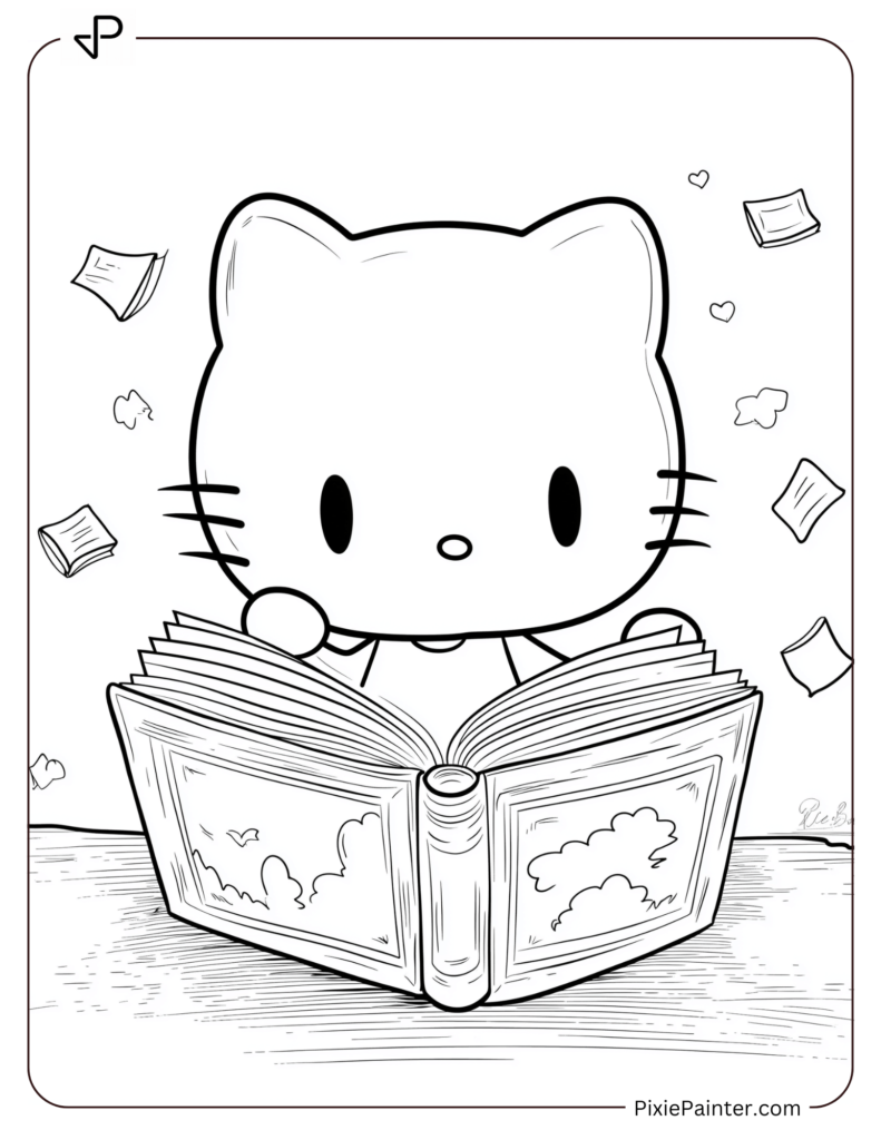 Hello Kitty Reading a Winter Book