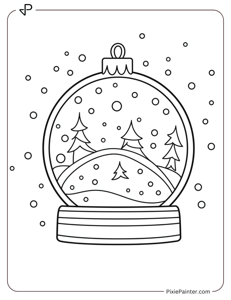 A Giant Christmas Ornament With Falling Snow Inside A Snow Globe