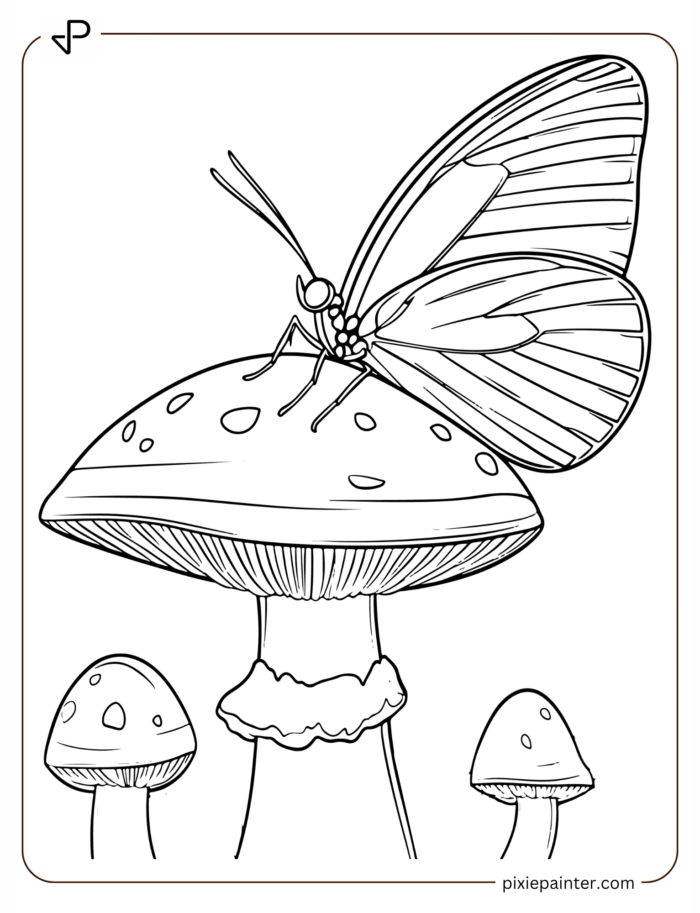 butterfly sitting on mushroom