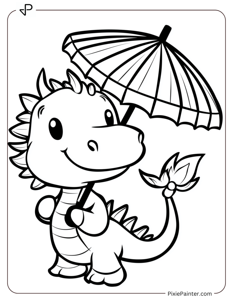 Chinese New Year Dragon Carrying a Traditional Umbrella