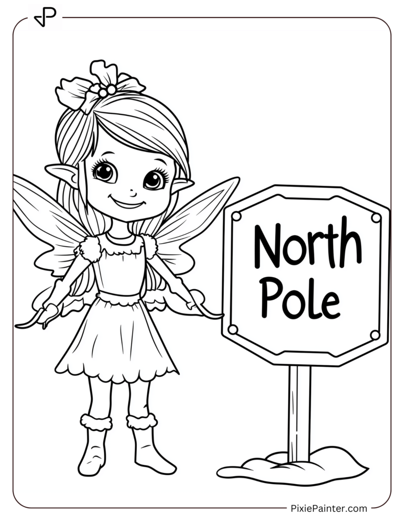 Girl Dressed as a Fairy Beside North Pole