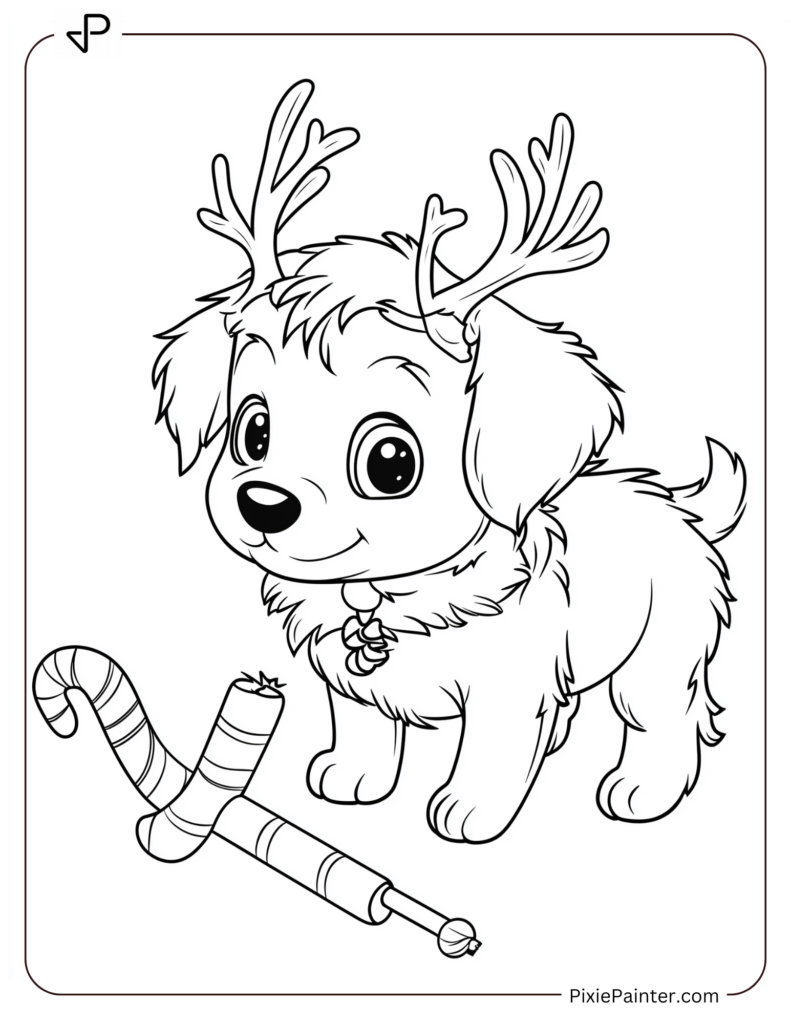 15. Cute Puppy With Candy Canes