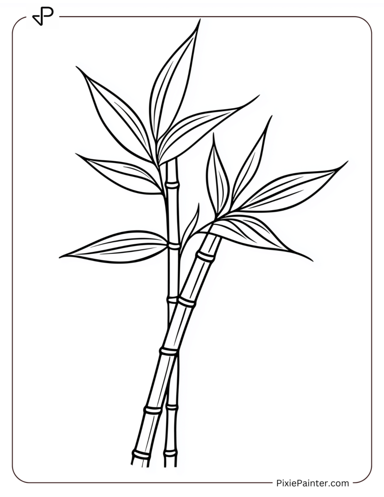 Simple Bamboo Stalk With Three Leaves