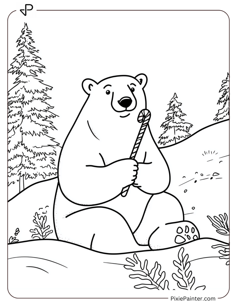 16. Candy Cane Held By A Cute Polar Bear