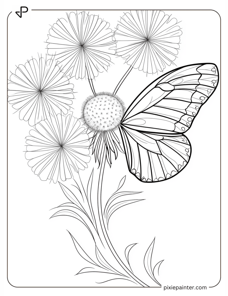 A Butterfly Sitting on a Dandelion Puff