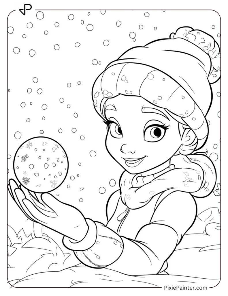 Tiana in a Winter Hat, Holding a Snowball