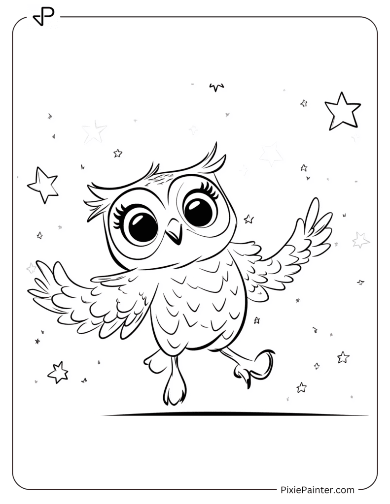 Flying Owl Dancing Under The Stars