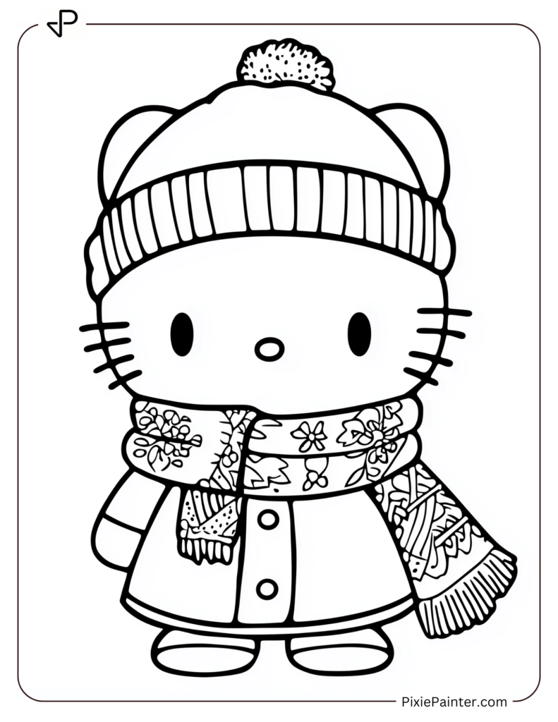 Hello Kitty with a Warm Scarf and Hat