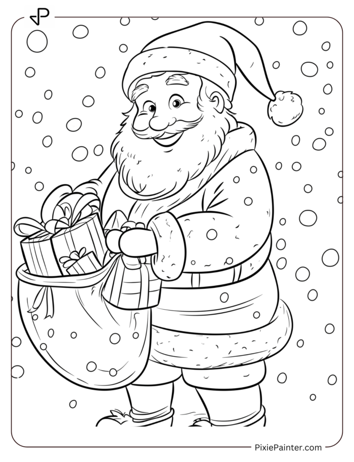 2. Happy Santa Holding A Bag Of Gifts