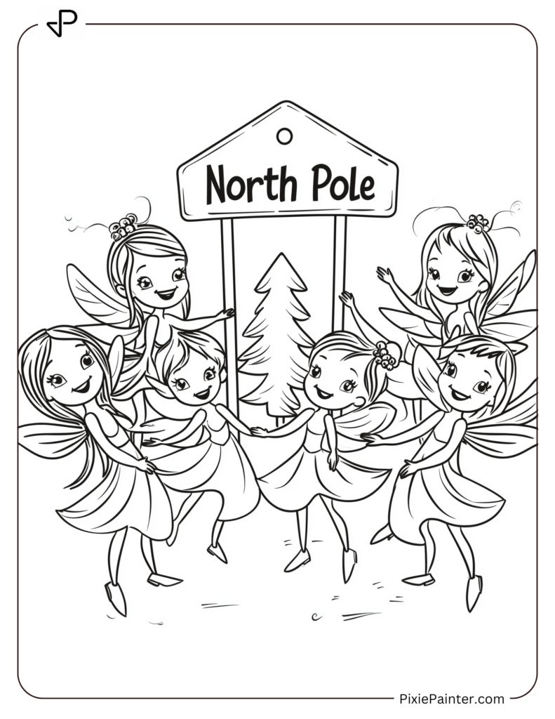 Group of Fairies Dancing Near North Pole