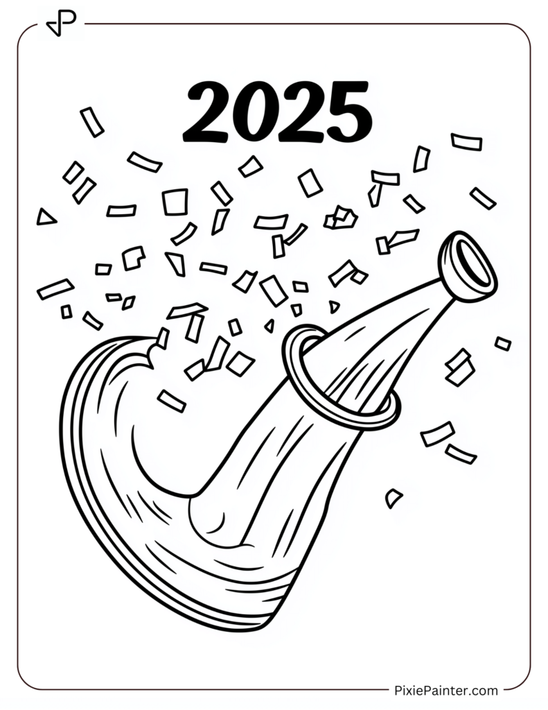 A Horn With Confetti and 2025 Above