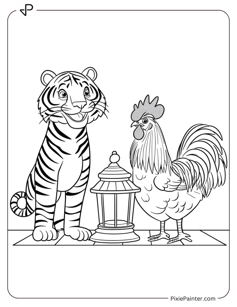 20. Tiger And Rooster With Lunar Lantern