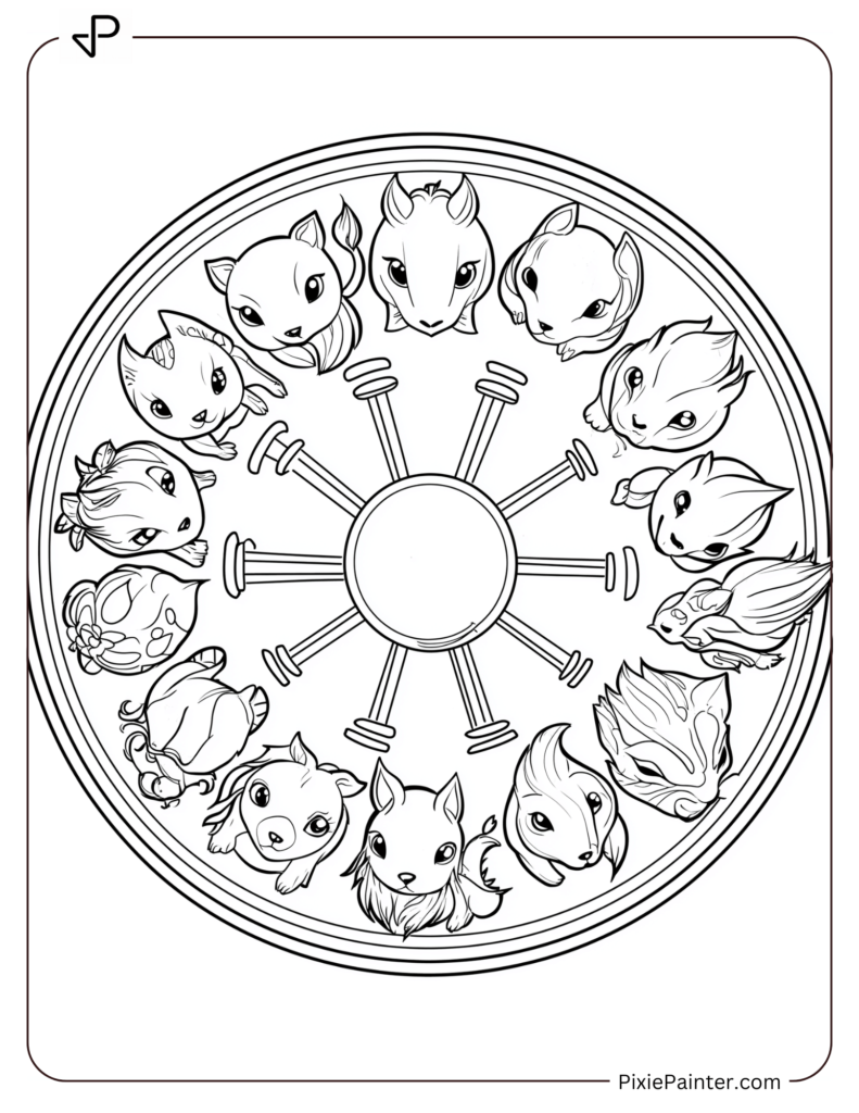 Zodiac Wheel With 12 Chinese Animals