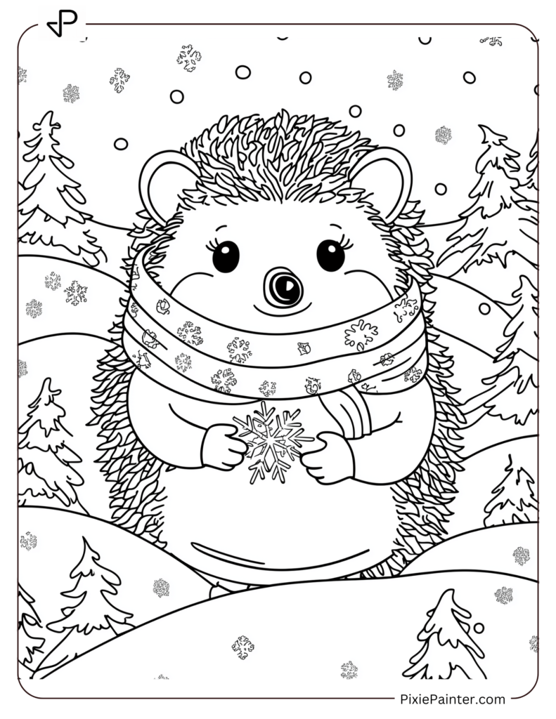 21. Hedgehog Holding A Snowflake In The Snow