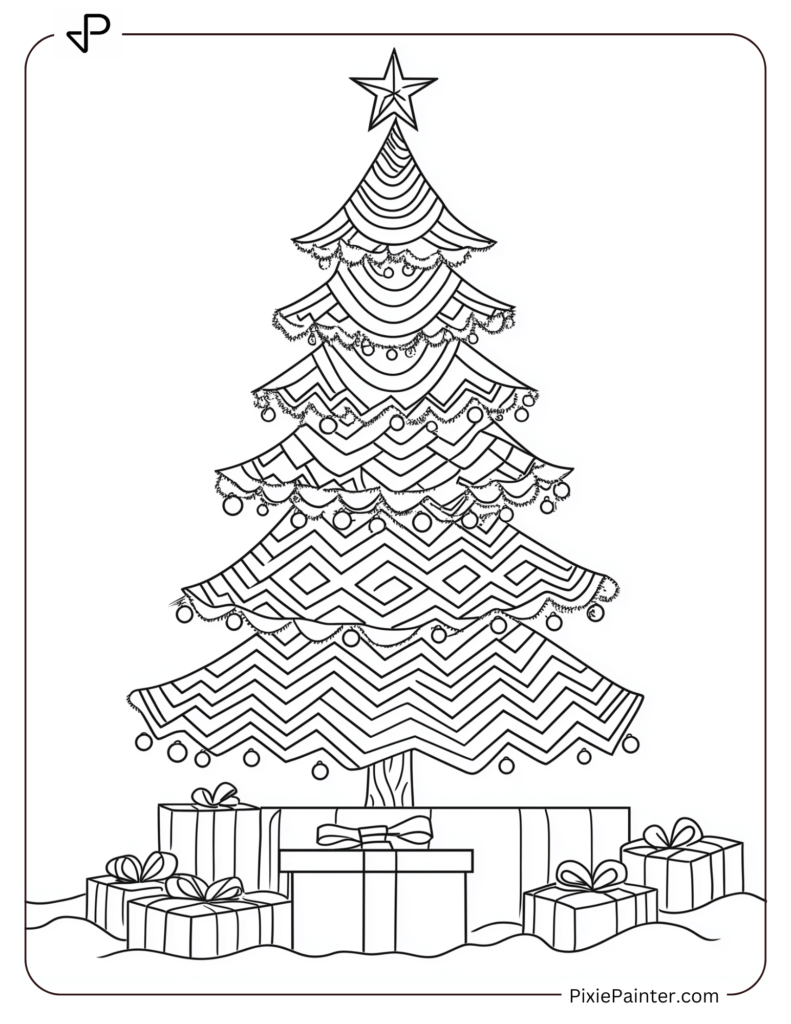 21. Whimsical Tree With Labeled Gift Boxes Beneath