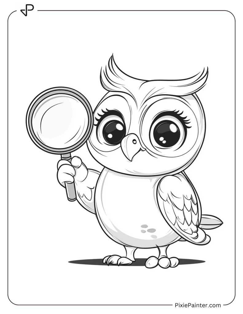 Curious Owl Holding A Magnifying Glass