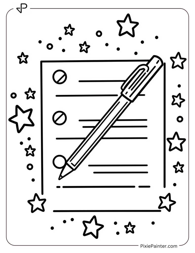 A Blank Resolution List With A Pen And Stars Around