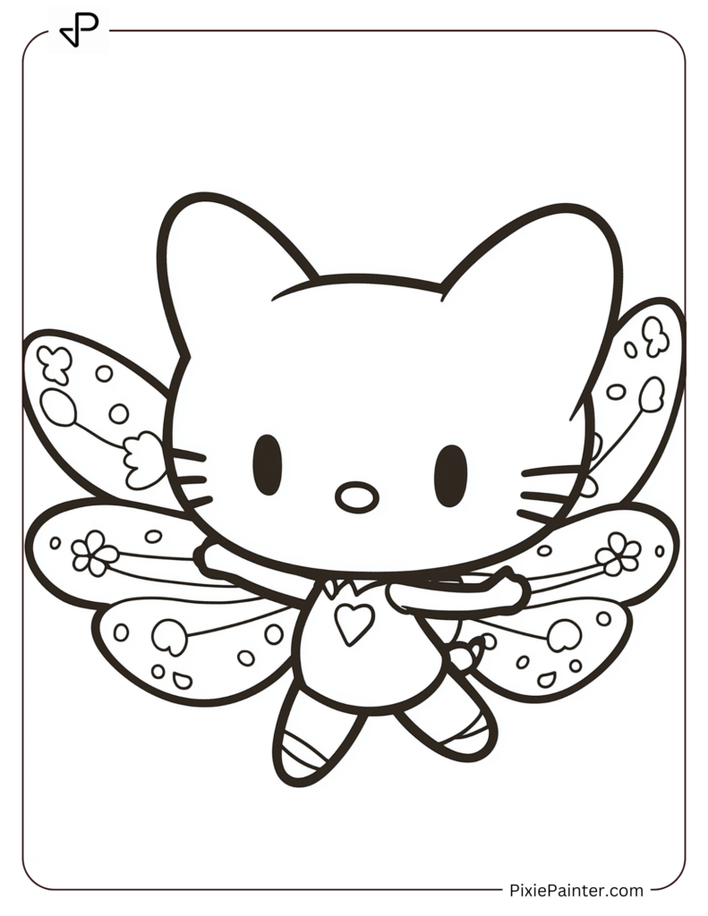 Winter Hello Kitty Coloring Pages As A Snow Fairy