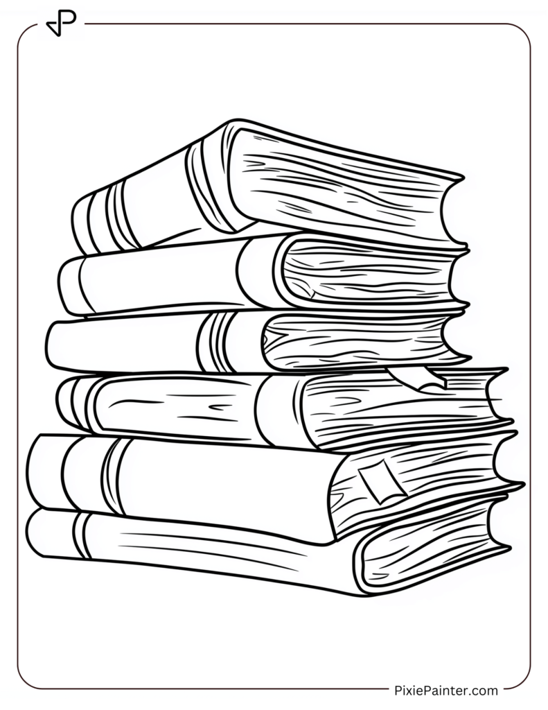 New Year Coloring Pages For Kids Where A Stack Of Books For Learning Goals