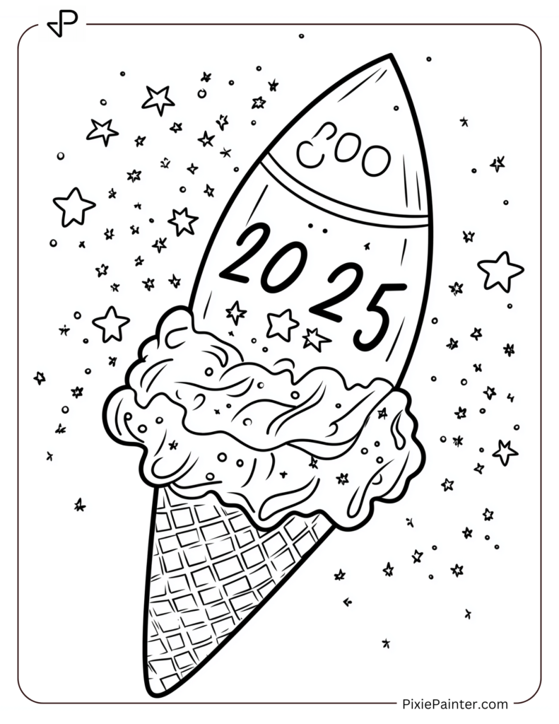 A Rocket-shaped Ice Cream Cone With 2025