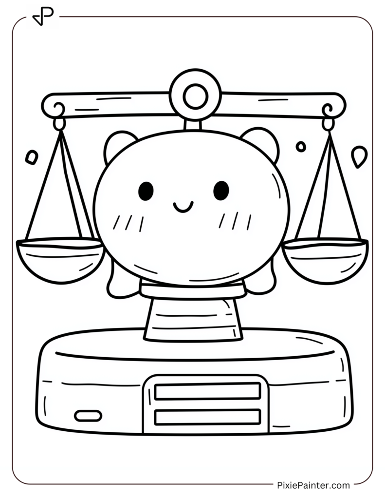 New Year Coloring Pages For Kids Where a Scale Represents Balancing Work And Life