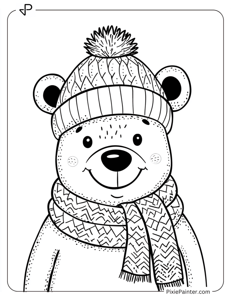 Bear in a Cozy Hat and Scarf