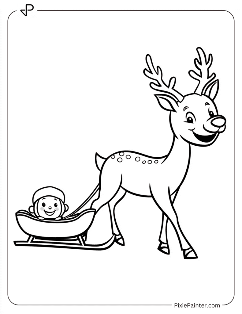 Reindeer Pulling a Tiny Sled