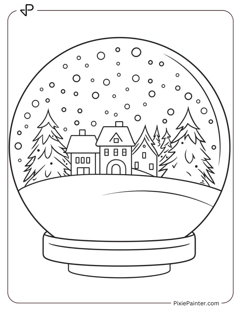 A Snowy Village Scene With Twinkling Lights Inside A Snow Globe